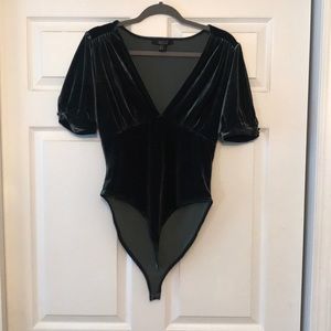 Shirred Velvet Bodysuit